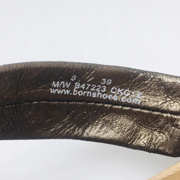 Born Slide Sandals Women's 8/39 Bronze Leather Strap Flat Comfort Flip Flop