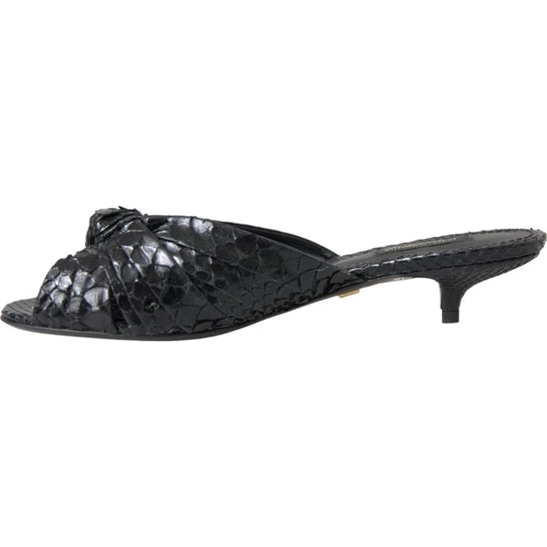 DOLCE & GABBANA Shoes Black Python Leather Heels Slides EU40 / US9.5 RRP 960usd