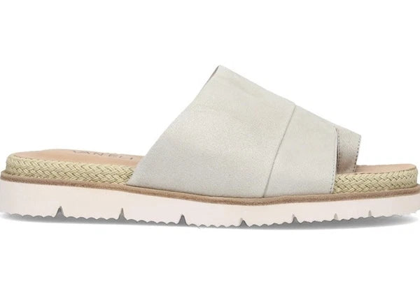 New Vaneli Cleve Suede & Leather Espadrilles Trimmed Slide Sandal Womens Size 10