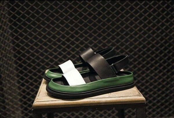 Match Men's Leather Gladiator Sandals Open Toe Shoes Slip On Roman Summer Formal
