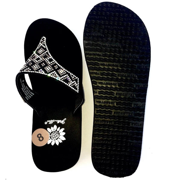 Yellow Box Suki Flip Flops Rhinestone Sparkle Jeweled Beaded Wedge Sandals Women