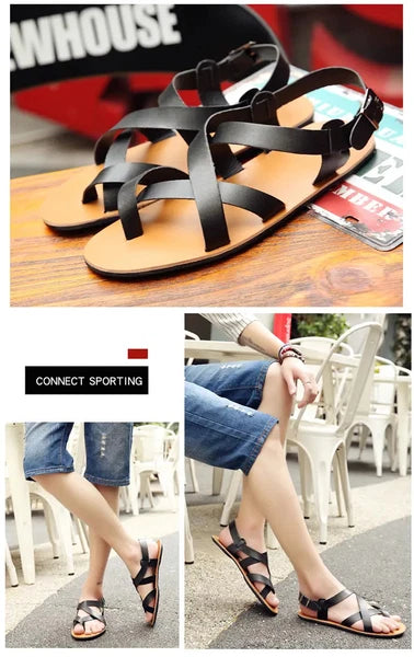 Roman Style Open Toe Casual Slingback Sandals Flats Summer Beach Holiday Mens Sz