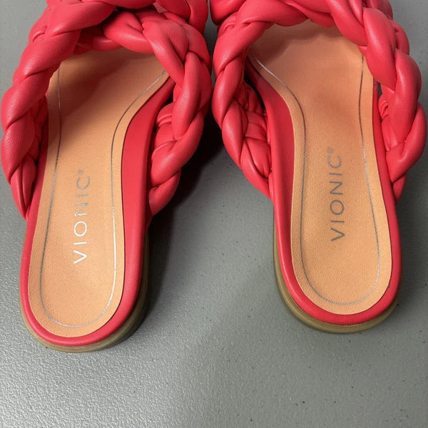 Vionic Kalina Women's 7.5 Slip On Sandals Slides Rope Woven Braided Style