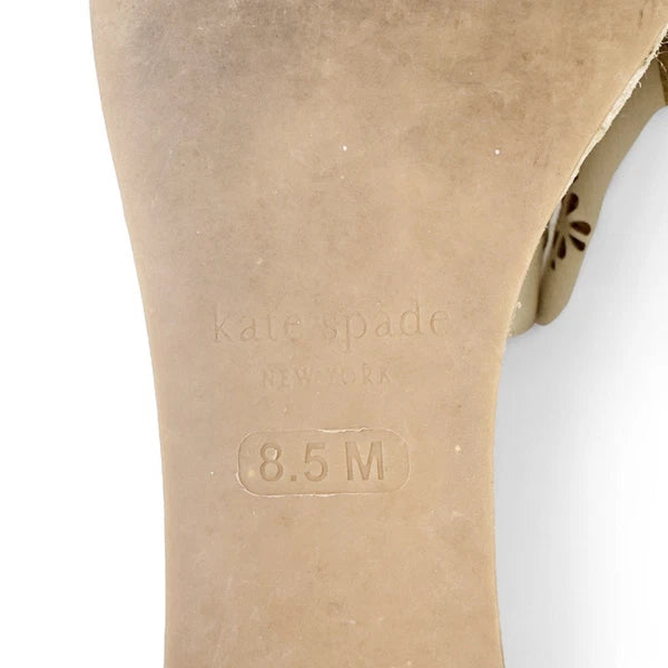 Kate Spade White Leather Espadrille Wedge Sandals 8.5 Floral Cut Out Designer