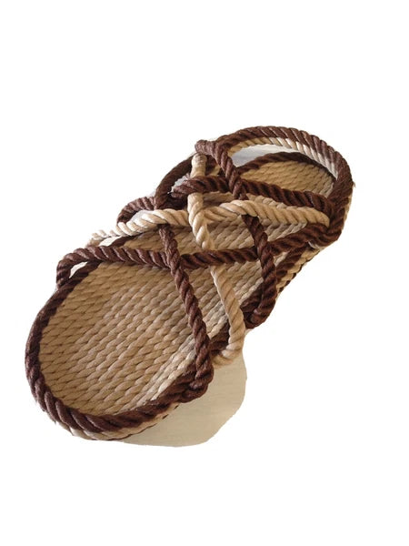 Rope Sandals Womens Size 10 Medium Width Brown Combo Style.