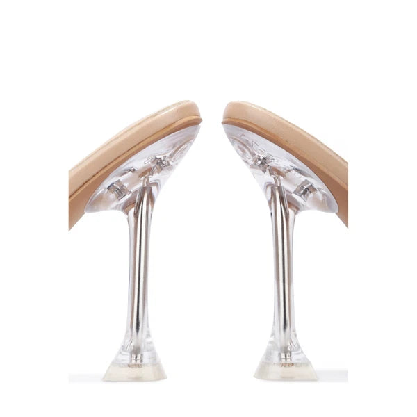 Fashion Women Clear Upper Strap Open Toe Slide high Heels Sandals With Spikes