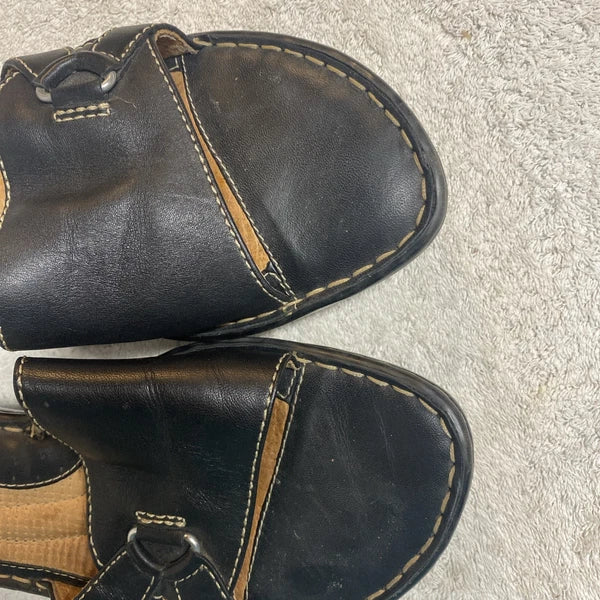Born Black Leather Sandals Slip On Womens Sz 10 Style 3741 Excellent Condition!!