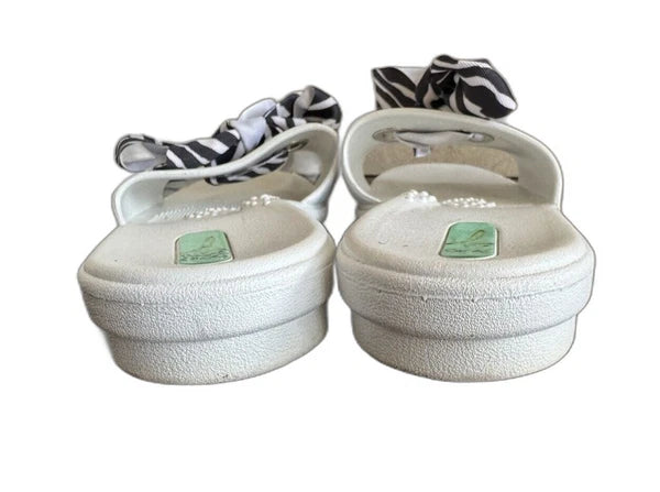 Oka B Okabashi Women's Slides Open Toe w/ Zebra Print Bow (Womans S US 6)