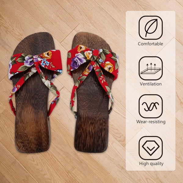 Chinese Style Wooden Clogs Miss Man Slide Sandals Women Slippers