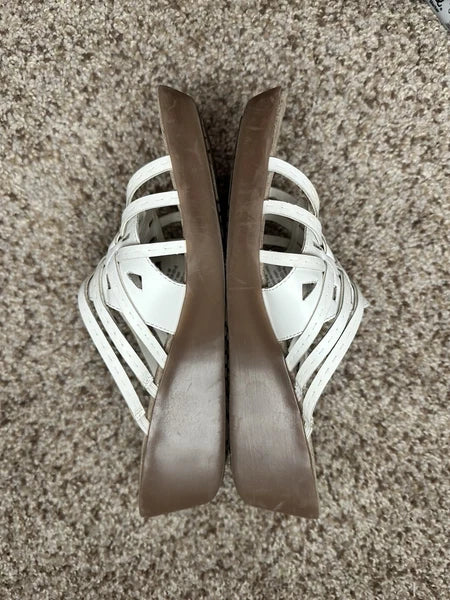Bare Traps Weave Design Leather Slide On Mules/Sandals - 6M White