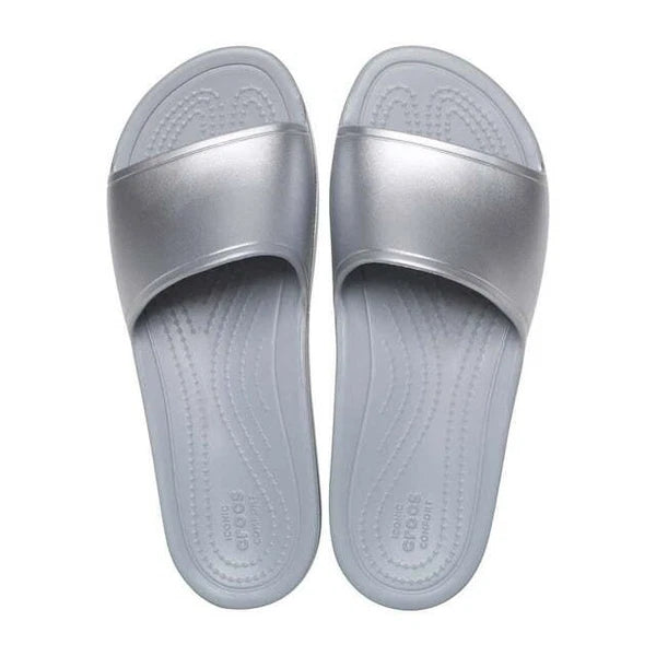 Crocs Sandals Women's Size US 9 Silver Kadee Metallic Slide --25-336--