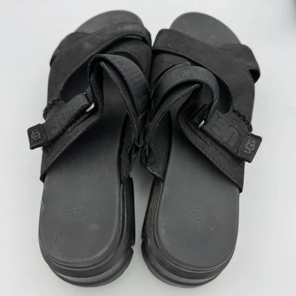 UGG Ashton Slide Sandals Women's  Black Nubuck Leather Platform Size 10