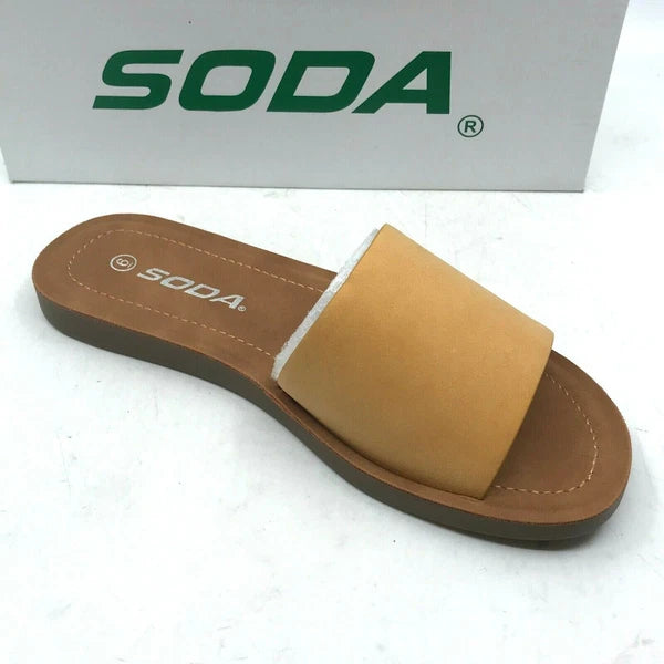 New Women's Slip-On Sandals Slides-Peep Toe- Soda Shoes EFRON-S Size 6  [SX]
