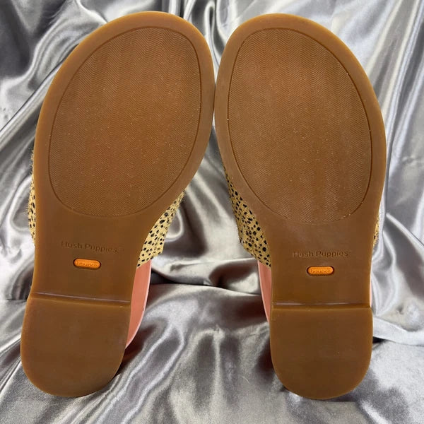 Hush Puppies Lexi Slide Women’s 8 Cheetah Print Calf Hair Sandals Summer Shoes