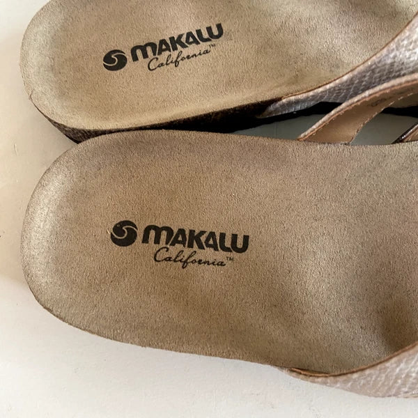 Makalu California Womens Sandals Olivia  Slip On Slides Size 10 Metallic Flats