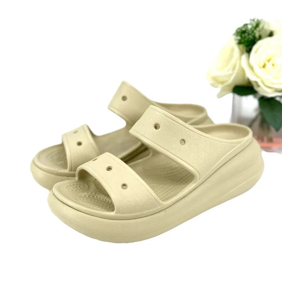 Crocs Crush Platform Slide Sandals Women’s Size 10 Shoe Bone Beige NEW