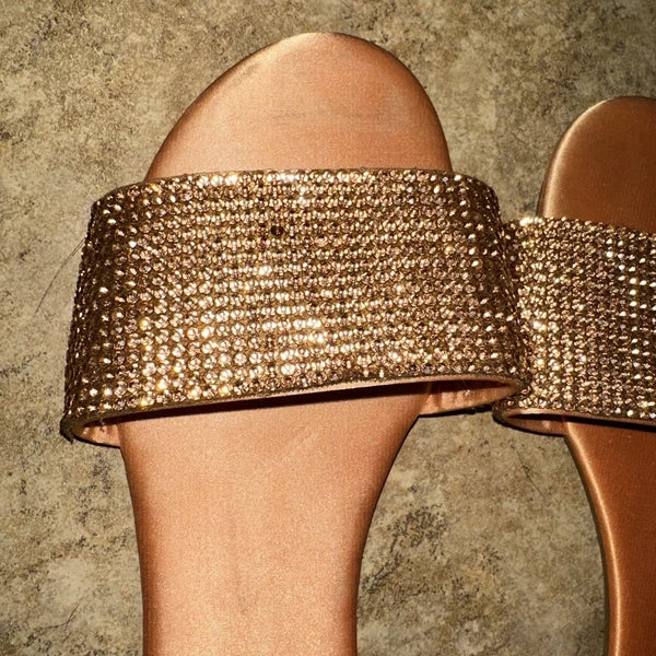 Fashion nova Gold Glitter Slides size 8.5