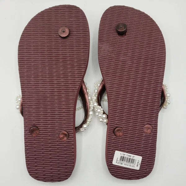 Original HAVAIANAS Flip Flops Women with Pearl/Beads Fashion Finished 37-38 NEW