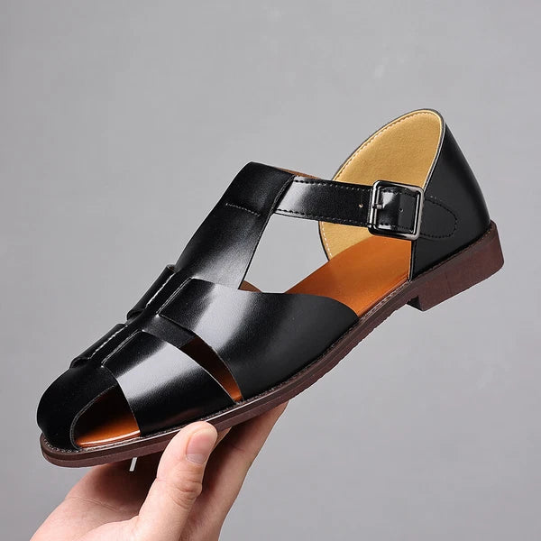 Roman Style Mens Closed Toe Sandals Buckle Flats Casual Business Shoes Summer sz