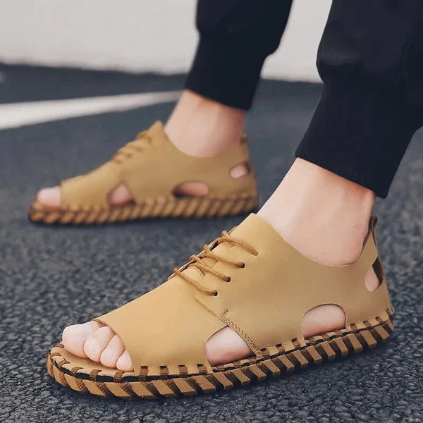 Summer Open Toe Sandals Lace Up Men's Flats Beach Holiday Fashion Shoes 38-44 sz
