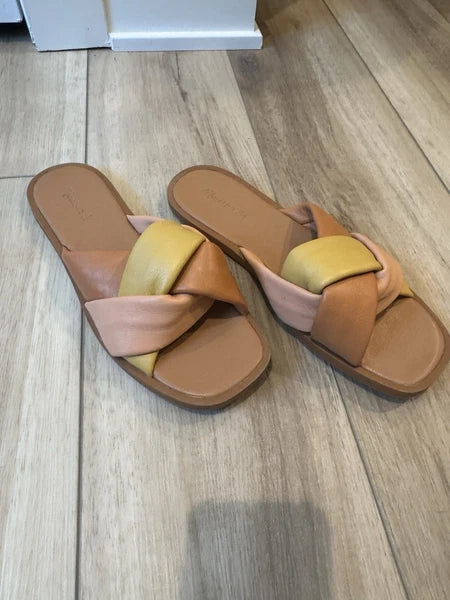 Madewell Women’s Size 9.5 Padded Braided Leather Slide Sandals Brunch Beach