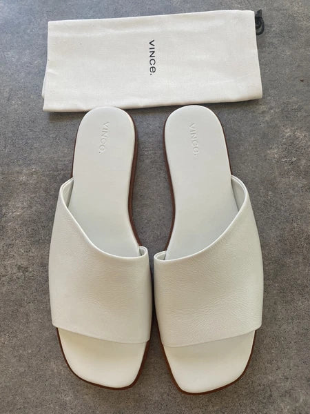 VINCE Canella leather asymmetrical stripe slides Sz 11 $ 250