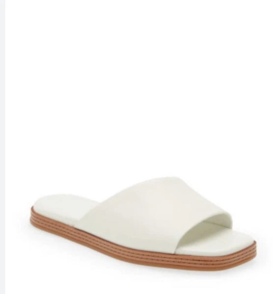 VINCE Canella leather asymmetrical stripe slides Sz 11 $ 250