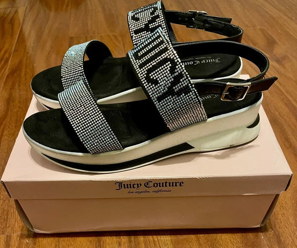 Juice Couture Sandals Women Style WJ03089W Size 8,5 Black - Gentle Used With Box