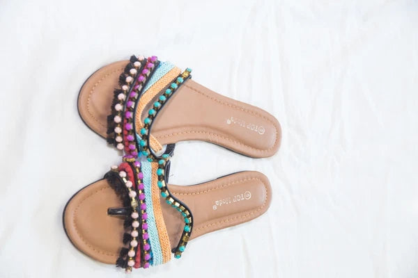 Top Moda Sandals Slides Flats Multicolor Size 6 Studded Rope Fashionable