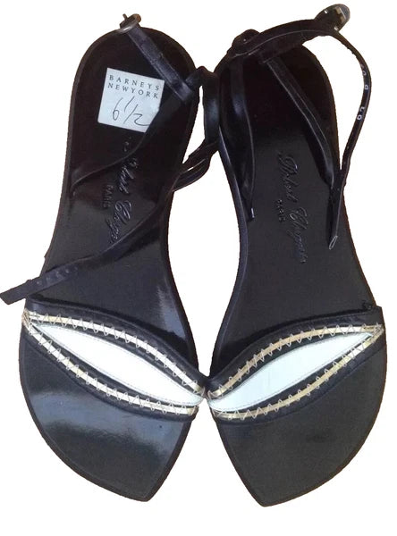 New, Robert Clergerie Black Leather Sandals Size US 6,5 Maid In France