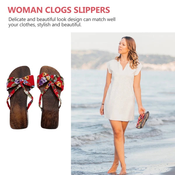 Chinese Style Wooden Clogs Miss Man Slide Sandals Women Slippers