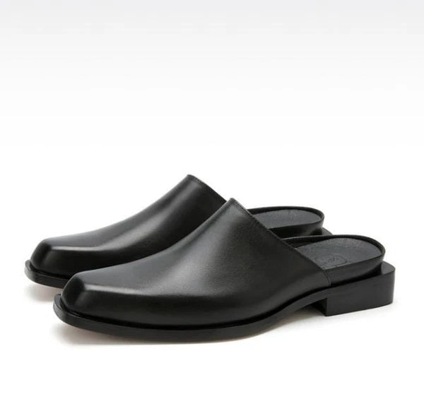 Men's Dress Formal Real Leather Slippers Fashion Casual Mules Slides Shoes 2025