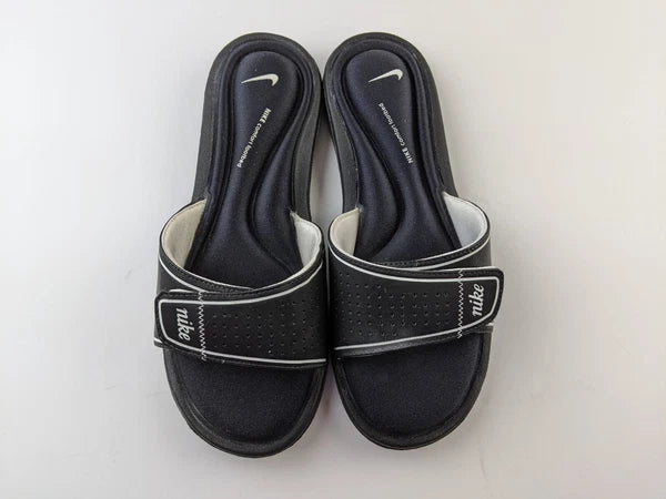 Nike Women Comfort Footbed US 10 Black Sandal Slide Slip On Hook Loop Shoe