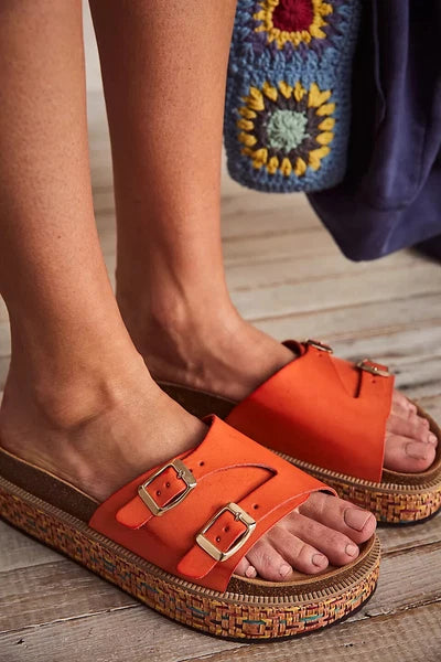 FREE PEOPLE Caravelle Cork Footbed Platform Boho Tiger Lily Sandal *7/37 Spain