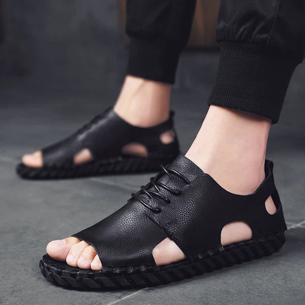 Summer Open Toe Sandals Lace Up Men's Flats Beach Holiday Fashion Shoes 38-44 sz