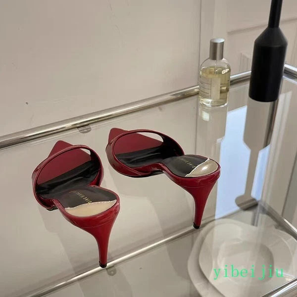 2025 Women's Ope Pointed Toe Mid Heel Sandals Slippers Mules Slides Dress Shoes