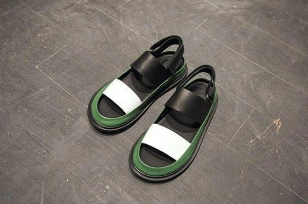 Match Men's Leather Gladiator Sandals Open Toe Shoes Slip On Roman Summer Formal
