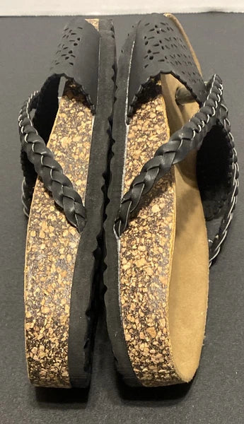 Women's VICTORIA K Fashion Footbed Cork Slides Black Sz 6