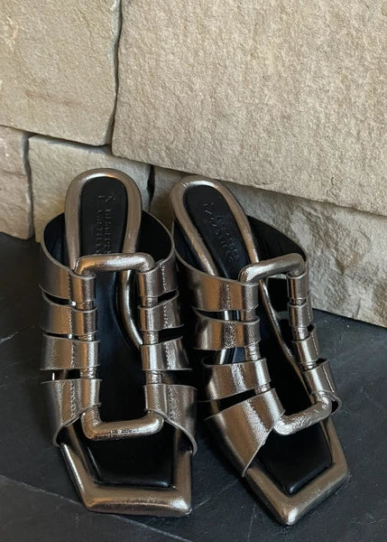 $495 Mercedes Castillo Womens Aria High-Heel Slide Sandal Shoes EU 37/US 7