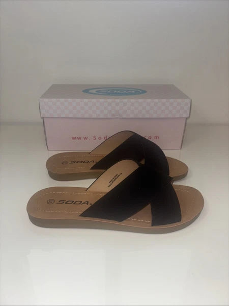 Black Slide Sandals Sz 7.5 Spring summer boho folk indie quiet luxury Classi NWT