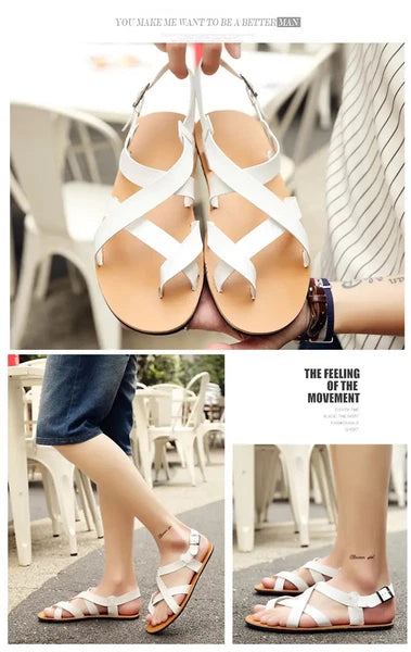 Roman Style Open Toe Casual Slingback Sandals Flats Summer Beach Holiday Mens Sz