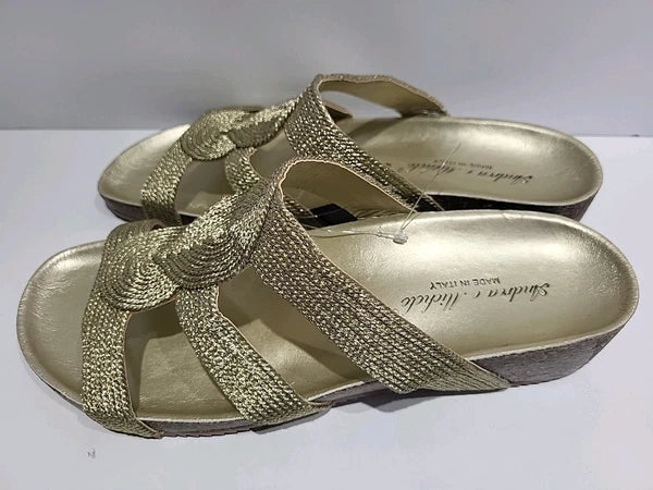 Andrea Michele Women’s Sandals Gold Made In Italy Style Size 41