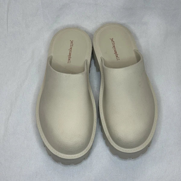 JEFFREY CAMPBELL Bae Platform Mules Beige Slide Y2K Chunky Clogs Women’s Size 10