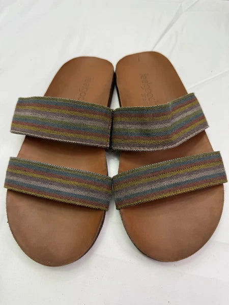 RON JON Feelgoodz Strappy Woven Rainbow Sandals Slides Women’s 7