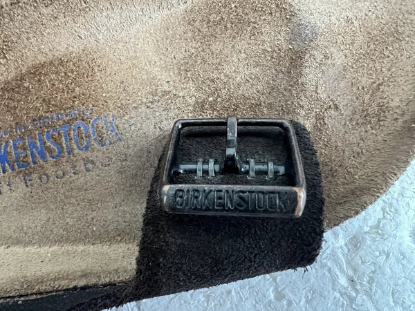 BIRKENSTOCK ARIZONA BROWN SUEDE & SOFT FOOTBED SLIDE SANDALS L4 .35 FREE SHIP
