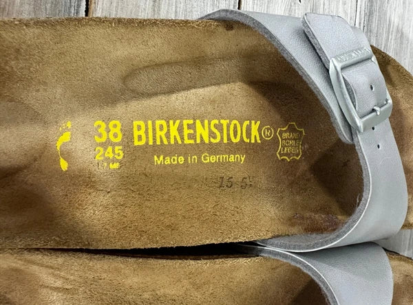 Birkenstock Madrid Birko-Flor Silver Womens Leather Slide Sandals