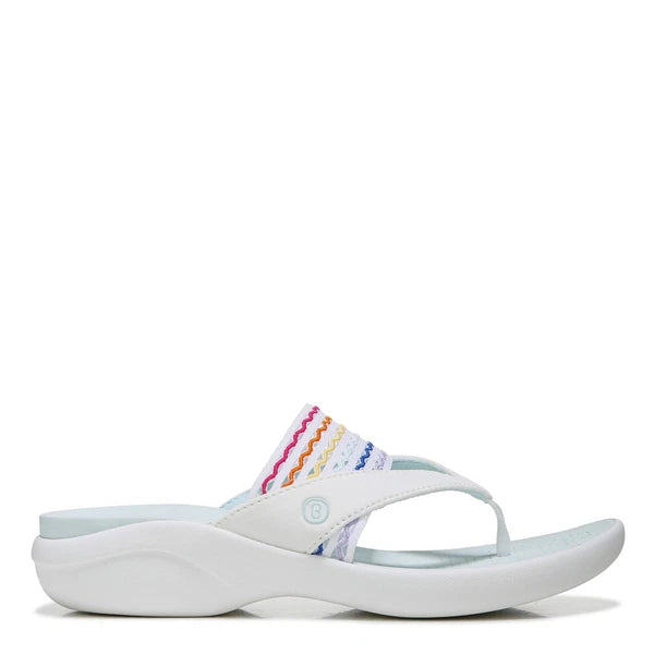 BZees Women's Cabana Sandal Flip-Flop, White/Rainbow Ripple Gore, 7 Wide