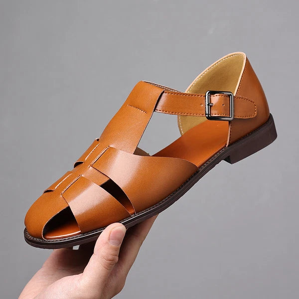 Roman Style Mens Closed Toe Sandals Buckle Flats Casual Business Shoes Summer sz