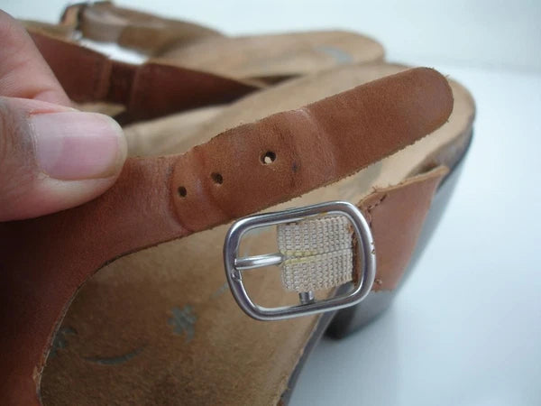 Women's 7.5 8 sz 38 Dansko Kai Tan Brown Leather Slide Sandals Clog Slip-On Heel