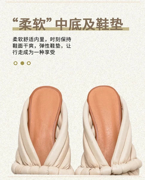Summer Women Shoes Leather Fashion Low Heel Slippers Peep Toe Outdoor Shoe